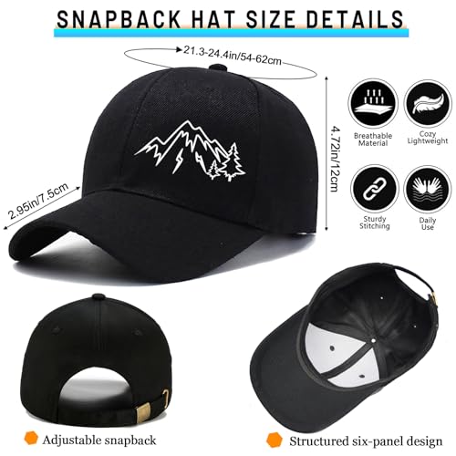 Baseball Cap Snapback Hats for Men Black Baseball Hat Cotton Trucker Dad Hat for Men - color: Mountain Tree