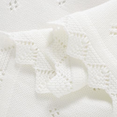 Baby Christening Blanket Cotton Soft Knit with Stitching Cross - color: White-glod