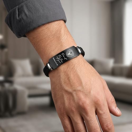 Adjustable Leather Christian Bracelet For Men, Faith Religious Gifts - color: ISAIAH 41:10