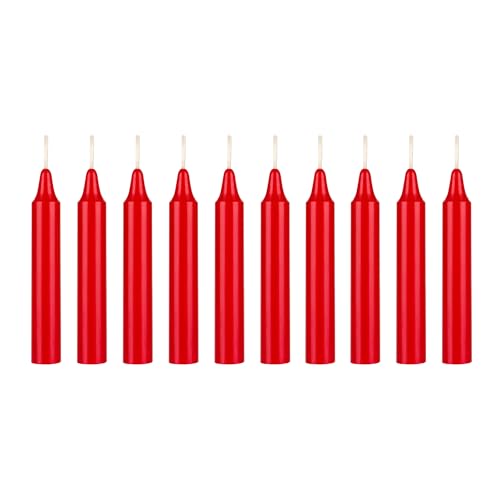 10 pcs Unscented 4 Inch Red Taper Candles, Multi Purpose, Household General Usage, Emergency Lighting, Church, Prayer Vigils, Religious Ceremonies
