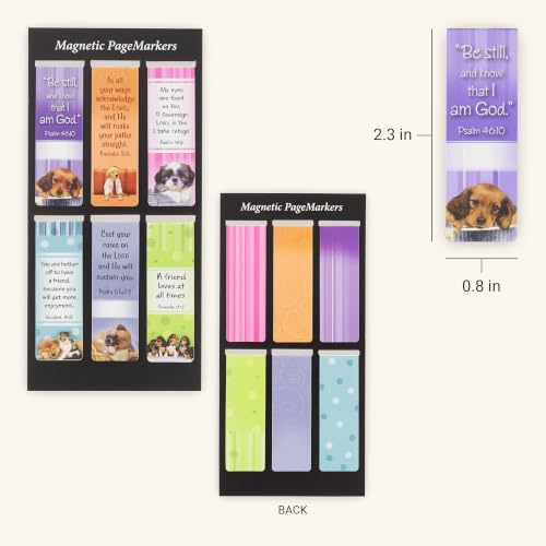 Christian Art Gifts Magnetic Scripture Bookmark Set: Be Still Bible Verse - color: Puppies #2