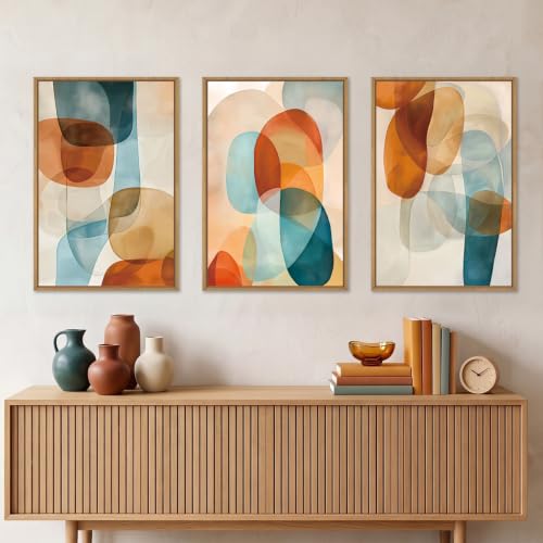Aryroi Large Abstract Color Block Framed Canvas Wall Art- 16"x24"x3 - color: Colorful Abstract Wall Art, size: 16"L x 24"W