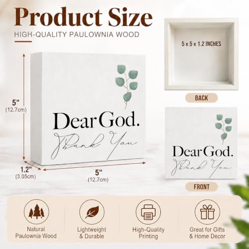 Christian Desk Decor Farmhouse Signs Wooden Box Sign Religious Gifts - color: Dear God