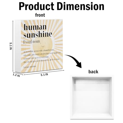 Inspirational Sunshine Gift Boho Wooden Box Sign, Appreciation Gift for Mom - color: white 0359