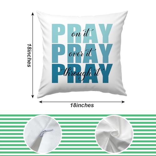 KongMoTree Bible Verse Pillow Covers, Christian Prayer Pillow Covers, Inspirational Gifts for Women Girls Pillow Cover for Sofa Living Room Home Decor - color: Pray-blue