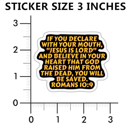 (6 PCS) Romans 10 9 Jesus is Lord and Believe in You Christian, Bible Verse Sticker Waterproof Vinyl Decal Size 3"