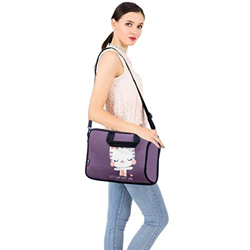 RICHEN 11 11.6 12 12.5 13 inches Case Laptop/Chromebook/Notebook PC Tablet Travel Case Neoprene Handle Sleeve with Shoulder (11-13.3 inch, Cute Cat) - color: Cute Cat, size: 11-13.3 inch