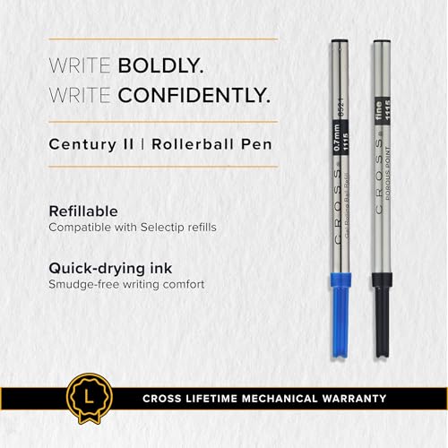 Cross Century II Midnight Black Rollerball Pen, Medium Point, Black Ink - color: Black
