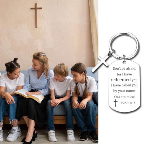 GiftYou Inspirational Scripture Metal Key Chains with Cross Pendant - Bible Verse Keychain Religious Gift for Christian - color: Isaiah 43:1