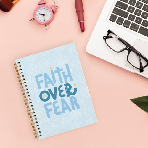Christian Inspirational Spiral Notebook Journal for Women Teen Girls - color: faith over fear