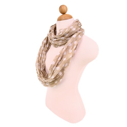 TrendsBlue Premium Polka Dot Infinity Loop Fashion Scarf - color: Brown