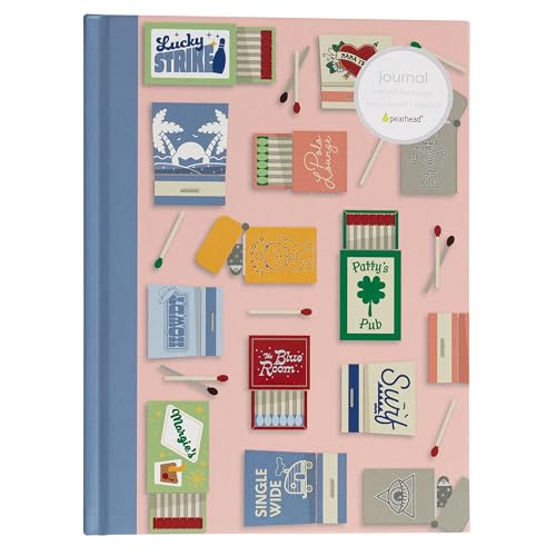 Pearhead Blue Matchbook Hardcover Journal, 6x8 College-Ruled Lined Notebook, 200 Pages, Trendy Writing Journal for Work, School & Everyday Notes - color: Blue Matchbook Collage Journal