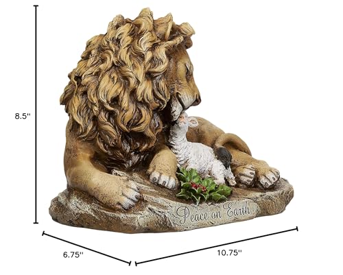 Joseph's Studio by Roman - Lion and Lamb Statue, 8.5" H, Christmas Collection, Resin and Stone, Decorative, Religious Gift, Durable, Long Lasting