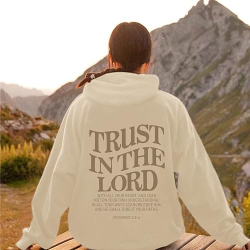 Tuislay Trust In The Lord Hoodie Christian Sweatshirts Women - color: Apricot, size: Small