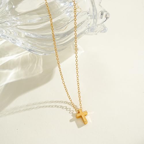 Gold Cross Necklace for Women, Dainty Small Cross Pendant - color: Necklace01