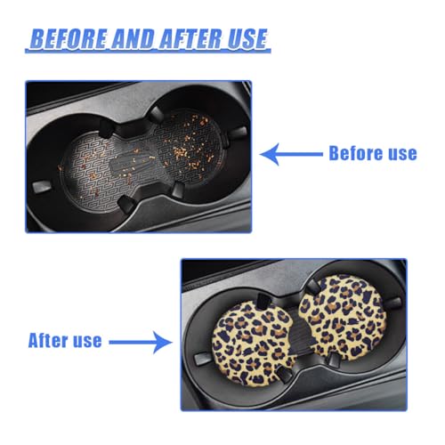 Leopard Print Car Cup Holder Coasters, 2.77'' Drink Cup Mat, No.3 - size: No.3