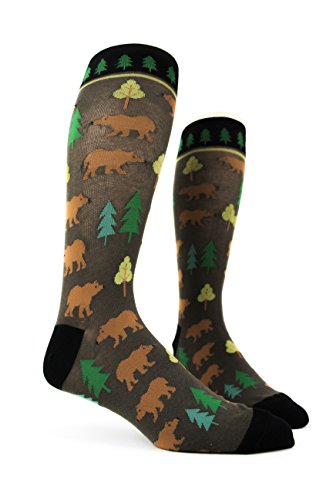 Foot Traffic Men's Outdoor-Themed Socks for Nature Lovers, Sizes 7–12 - color: Bears
