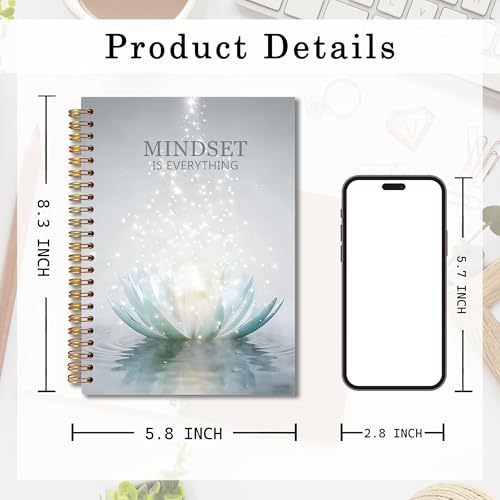 Mindset Is Everything Lotus Flower Spiral Notebook 5.5x8.3, Inspirational Motivational Spiritual Journal for Women, Mental Health Therapy Notebook for Note Taking - color: whtie-notebook-christian 11