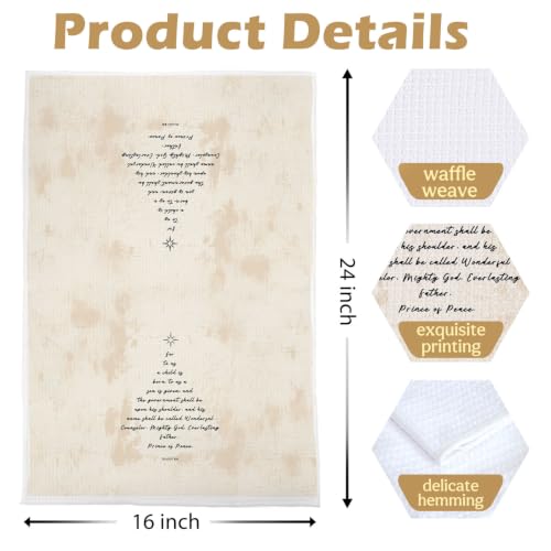 Christian Christmas Kitchen Towels - Bible Verse Waffle Decorative Dish Towels, Religious Scripture Hand Towel, Christmas Tree Tea Towel, Isaiah 9:6, 16x24 Inches - color: Christian- 11