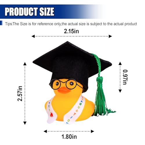 Graduation Duck Car Ornament (Green/Metal Glasses) - color: Green/Metal