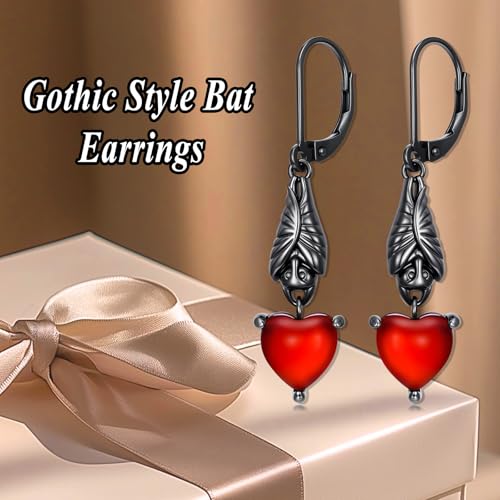 HPQQ Earrings for Women Sterling Silver Dangle Earrings Birthday Christmas Jewelry Gifts for Women Wife Mom - color: White Gold-Bat