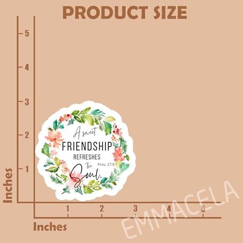 (3PCS) A Sweet Friendship Refreshes The Soul Proverbs 27:9 Sticker Inspirational Christian Sticker, Waterproof Vinyl Decal for Books Laptops Tumblers Water Bottles and More, Size 3" x 3" - color: A Sweet Friendship Refreshes the Soul Proverbs 27:9