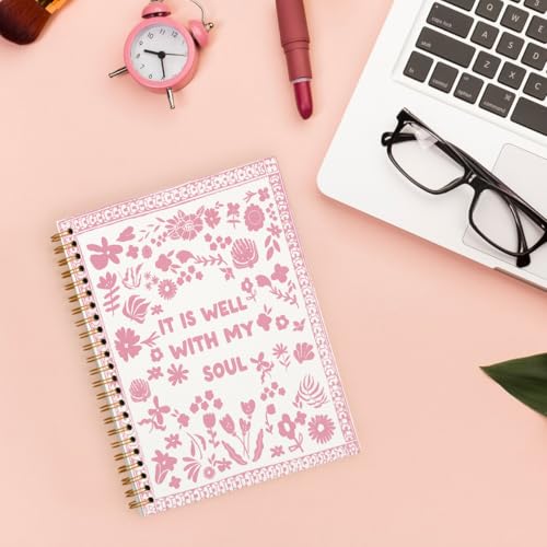 Christian Bible Spiral Notebook Journal Gifts for Teen Girls Women - color: pink wildflower