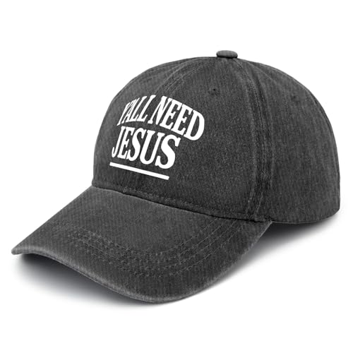 Y'Alls Need Jesus Hats for Mens Aesthetic Washed Distressed Baseball Cap - color: Y'alls Need Jesus 1