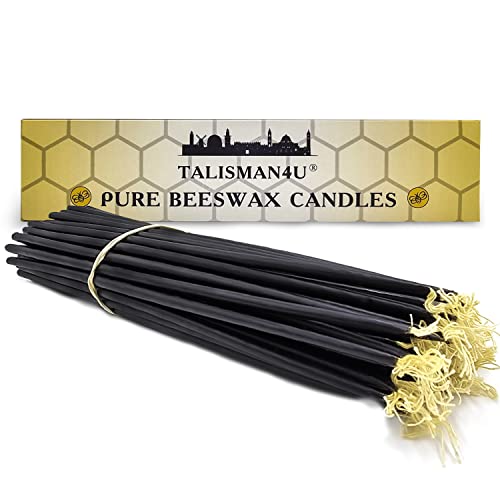 TALISMAN4U 50 Black Beeswax Taper Prayer Candles 11inch Holy Land Jerusalem - color: Black