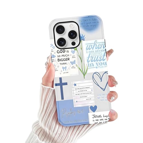 Cute Blue Jesus Christian Phone Case for iPhone 16 Pro Max 6.9'' - color: Blue, size: iPhone 16 Pro Max