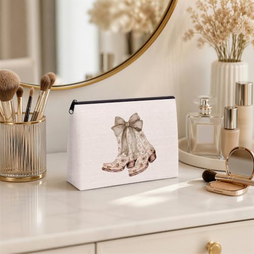 Cowgirl Gifts, Western Boots Zipper Makeup Bag - color: Cowgirl