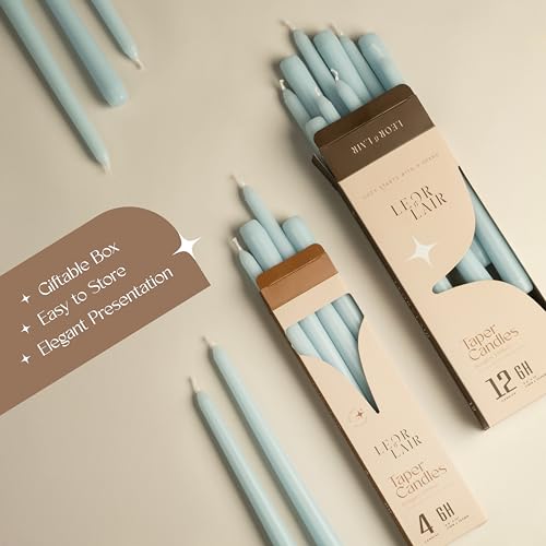 Leor & Lair Light Blue Taper Candles, 12 Pack, 10" Tall Candlesticks - color: Light Blue