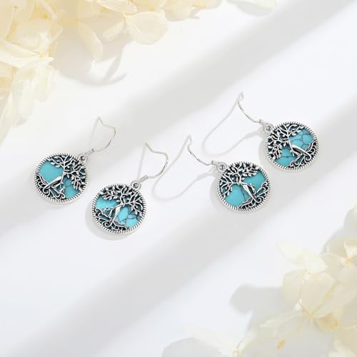 Vito Moonstone Turquoise Drop Earrings for Women, 925 Sterling Silver Hooks - style: Turquoise Tree-2-New