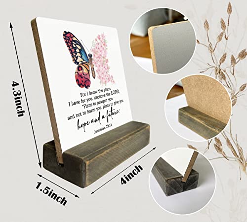 Christian Quote Wood Sign - Jeremiah 29:11, For I Know The Plans I Have For You, Wooden Stand, Bible Verse Gift, Religious Home Decor - color: Jeremiah 29:11 01