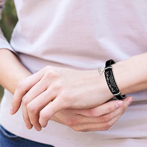 Men's Motivational Black Silicone Bracelet Mountain Mustard Seed Faith Cuff Wristband Bible Verse Quote Jewelry Y2003 (Triangle)