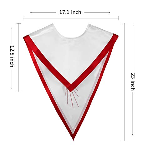 IvyRobes V Shape Confirmation Stole Descending Dove Embroidery Confirmation Stoles White with Red Trim