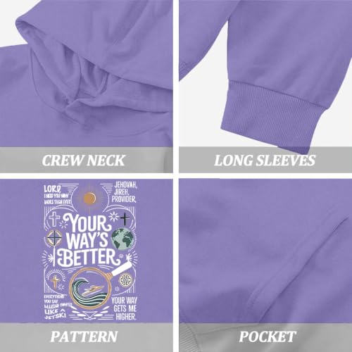 Boys Your Way Better Christian Hoodie Kids Faith God Sweatshirt - color: Purple, size: 9-10 Years