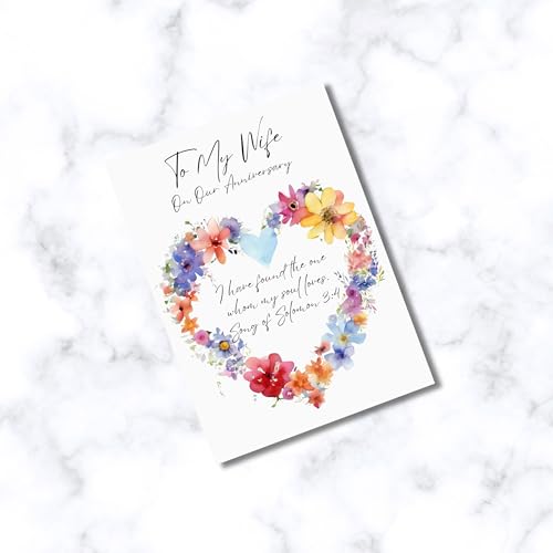 Christian Wedding Anniversary Card For Husband or Wife | Religious Wedding Milestone Anniversary Greeting Card For Couples with Inspiring Scripture and Bible Verses (Wife. Song Of Solomon 3:4) - color: Wife. Song Of Solomon 3:4