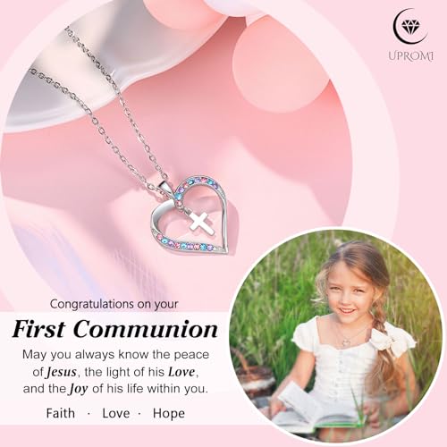 UPROMI Cross Necklace for Girls Back to School Baptism Graduation Gifts - style: First communion
