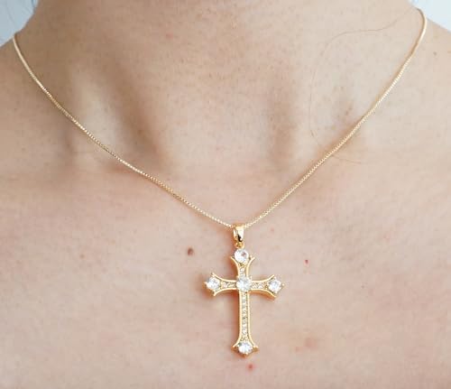 Gold Cross Necklace for Women, 14K Gold Plated - style: Classical Cross
