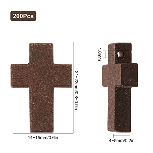 SUNNYCLUE 200Pcs Wood Cross Charm Wooden Charms Natural Wooden Small Cross Charms with Hole for Party Favors Easter Holiday Necklace Jewelry Making DIY Craft Handmade Accessories, Coconut Brown - color: 200Pcs Coconut Brown 22x15mm