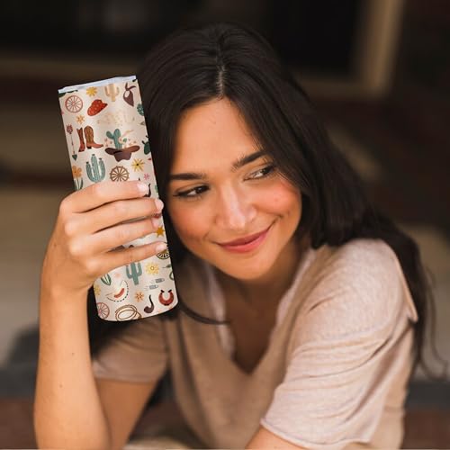 Cowgirl Gifts for Women 20OZ Slim Cowgirl Tumbler with Lid & Straw & Brush - color: Cowgirl