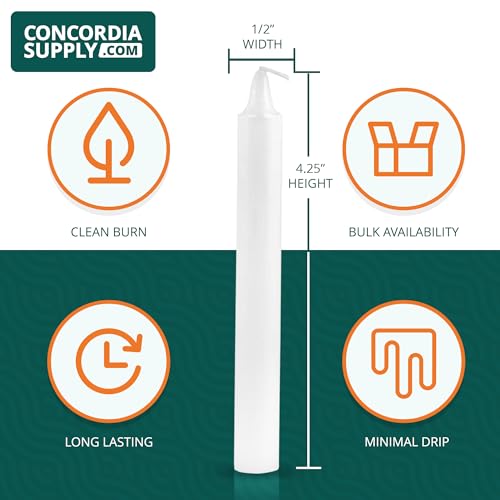 Concordia Supply 4.25" x 1/2" White Candlelight Vigil Candles, Box of 250 - size: 4.25 inches, style: 250ct