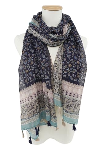 YOUR SMILE Large Boho Scarf for Women Lightweight Floral Printed Scarves Fall Winter Fashion Fringed Shawl wraps - color: 37