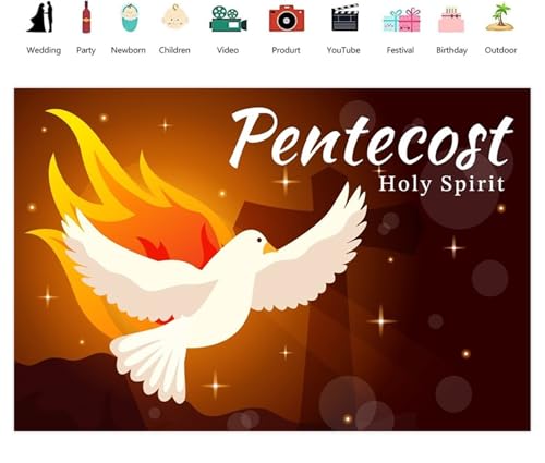Leowefowa Pentecost Holy Spirit Decorations Banners 5x3ft Fire Holy Spirit Dove Cross Religious Backdrop Wall Decor for Church Anniversary Banner 2026 Pentecost Sunday Backdrop Photo Props Vinyl - color: Color 06, size: 5x3ft