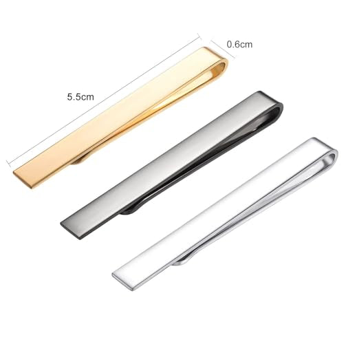 3Pcs Skinny Tie Clip Set Fancy Tie Clips For Men Unique - color: Slim 3 Colors Set