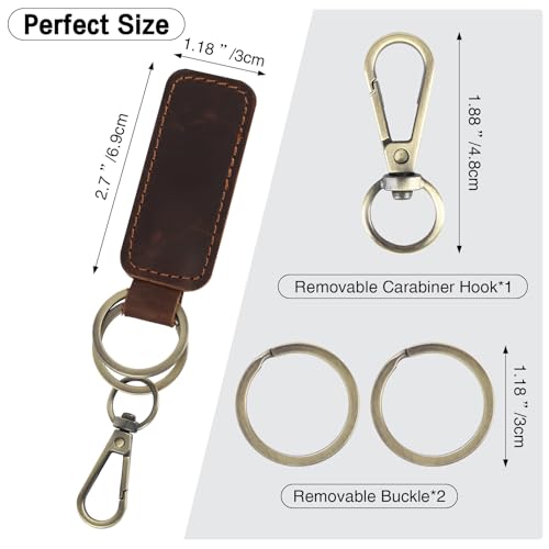 Jack&Chris Genuine Leather Car Keychain, Universal Key Fob Keychain, Leather Key Chain Holder for Men and Women, JC306 - color: Red Brown