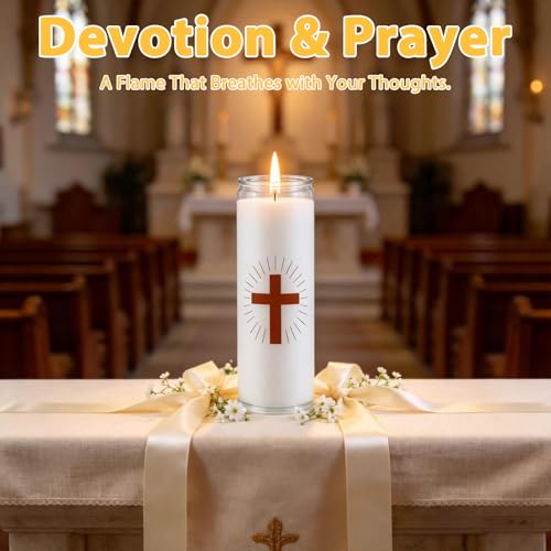 4 Pack White Prayer Candles, Devotional Candle in Glass Jars - size: 4