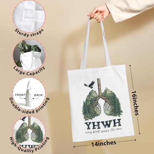 Tote Bag,Canvas Tote, Reusable Grocery Shopping Bag Aesthetic Shoulder Bag for Work, Beach, Camping 03 - color: Yhwh