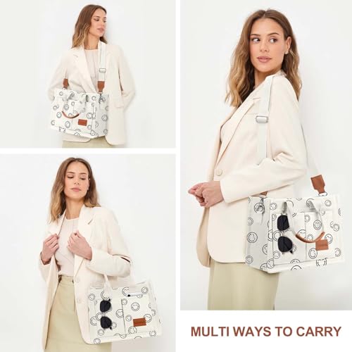 LHMTQVK Canvas Tote Bag for Women, Work & Bible Study Handbag - color: Smile